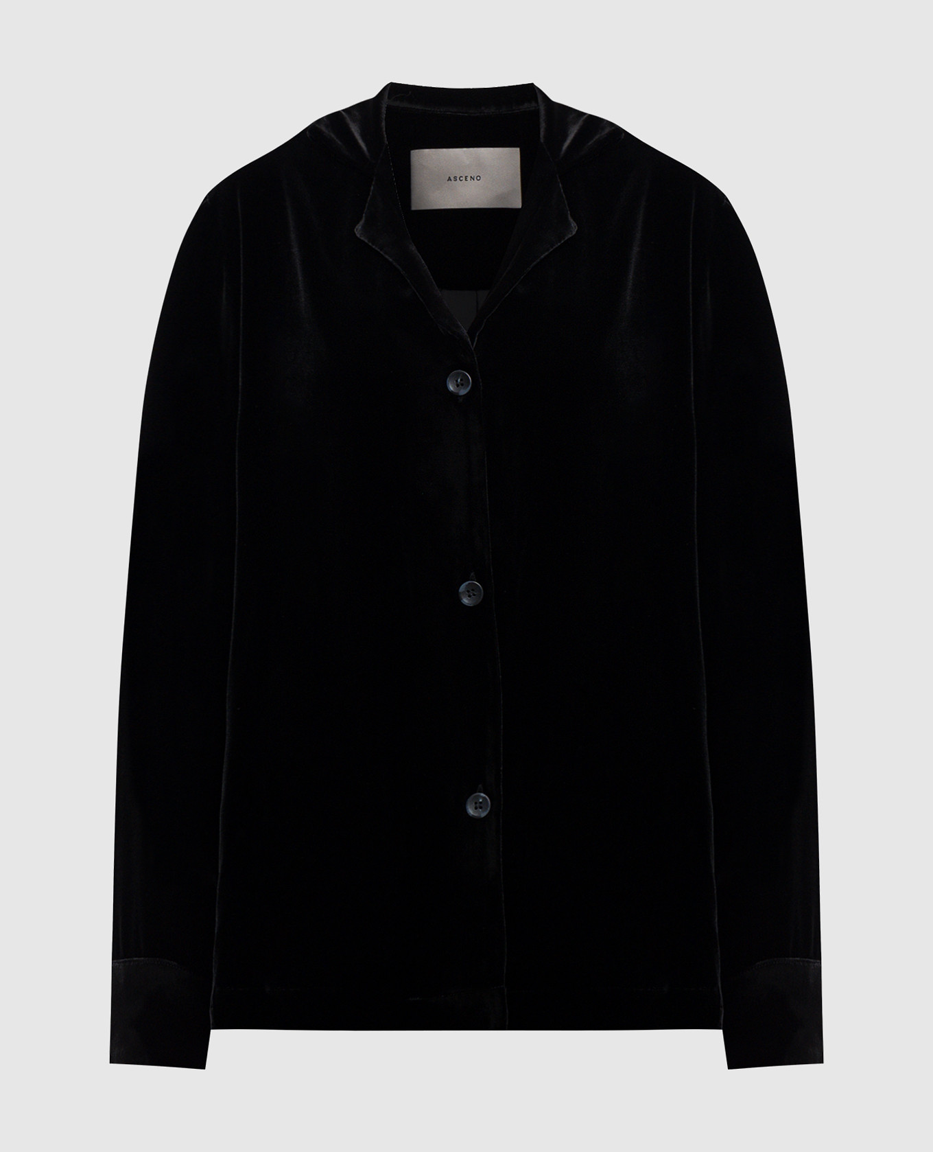 Camicia da pigiama in velluto nero Calabasas con seta