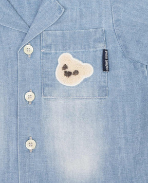 Palm Angels Children's blue shirt with a patch PGDX002S26DEN001