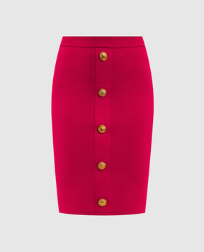 Balmain Red pencil skirt with branded rivets GF1LC018KJ43