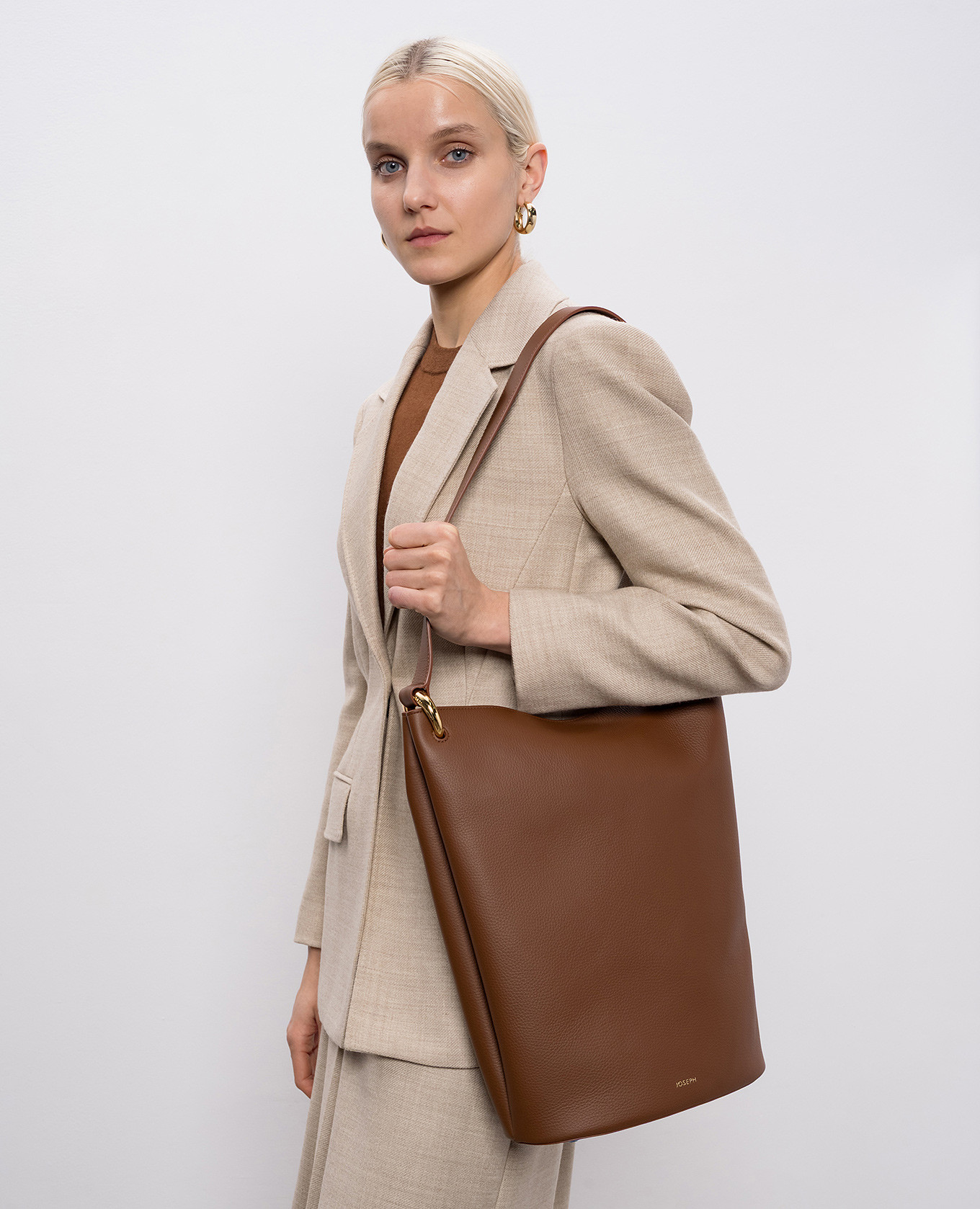 Black leather bucket bag JOSEPH 2