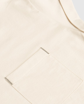 Brunello Cucinelli Children's beige T-shirt with a monil chain B0T81T458C