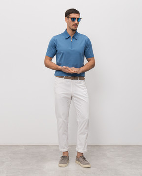 Enrico Mandelli Blue polo shirt with logo patch 3K057A5677