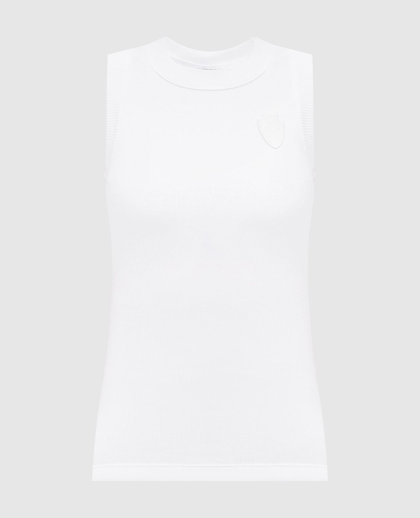 

White ribbed T-shirt with logo patch Brunello Cucinelli
