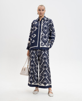 Max Mara Weekend WKDOTTICO blue silk pants WKDOTTICO