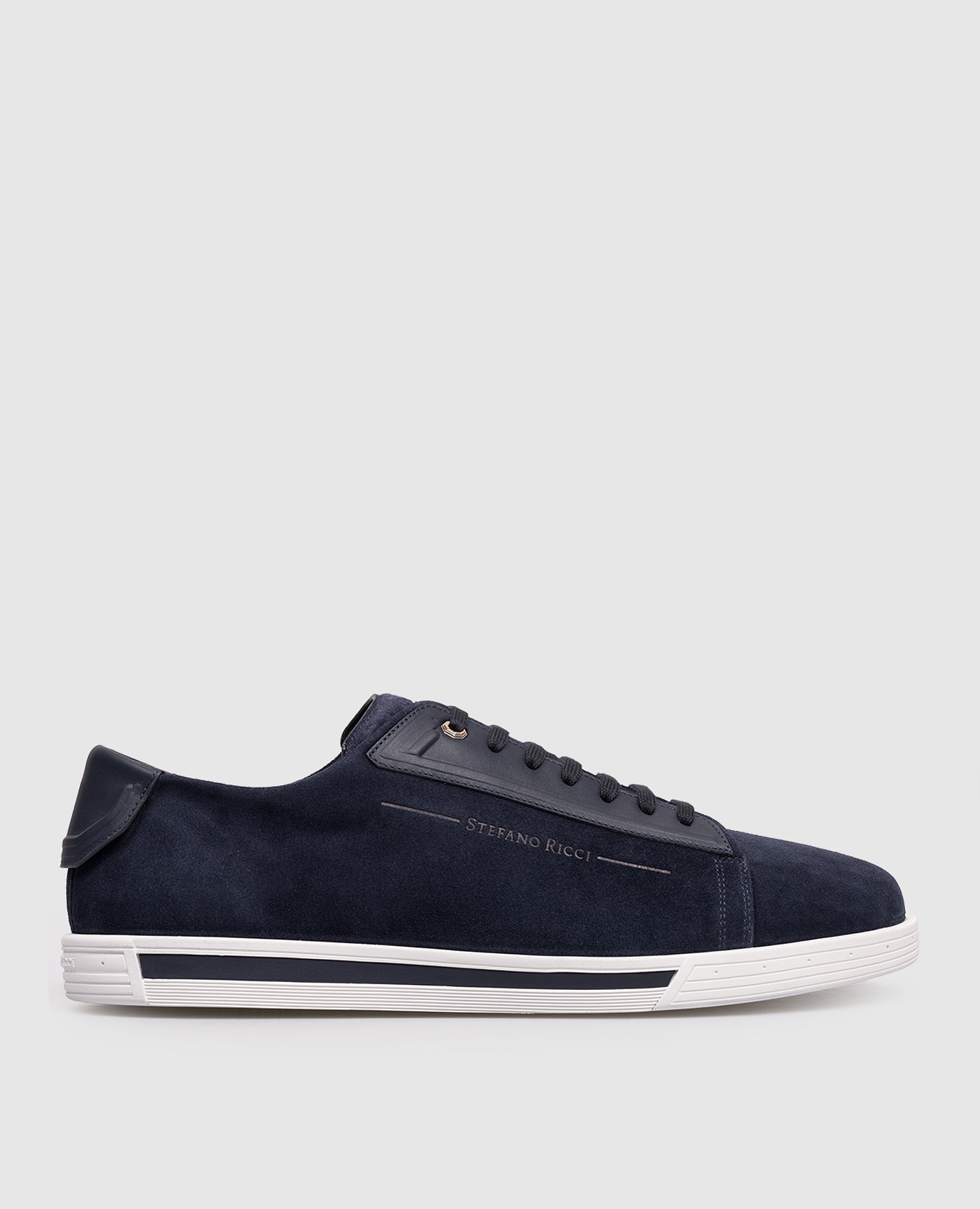Blue suede sneakers with monogram