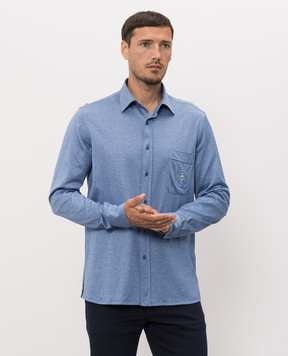 Stefano Ricci Blue silk shirt with embroidery CJ008477TE3201