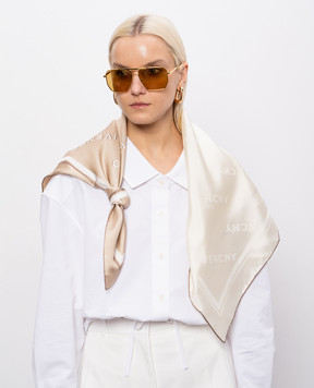 Givenchy Beige silk scarf with logo print 710011159001