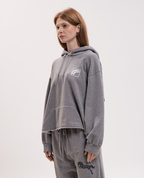 Maison Margiela MM6 Gray hoodie with branded print S62GU0151S25337