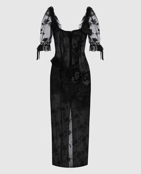 Alessandra Rich Black lace midi dress FABX4400P4871