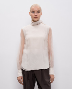 Brunello Cucinelli White silk blouse MF940ED814