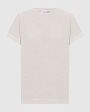 Brunello Cucinelli White cashmere and silk lurex t-shirt M41810000