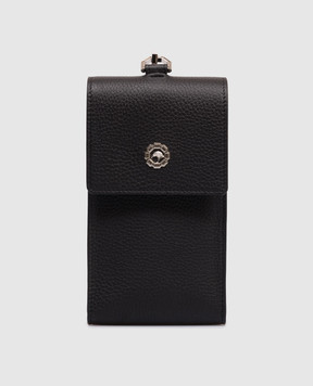 Stefano Ricci Black leather phone case with logo PP450GPRE