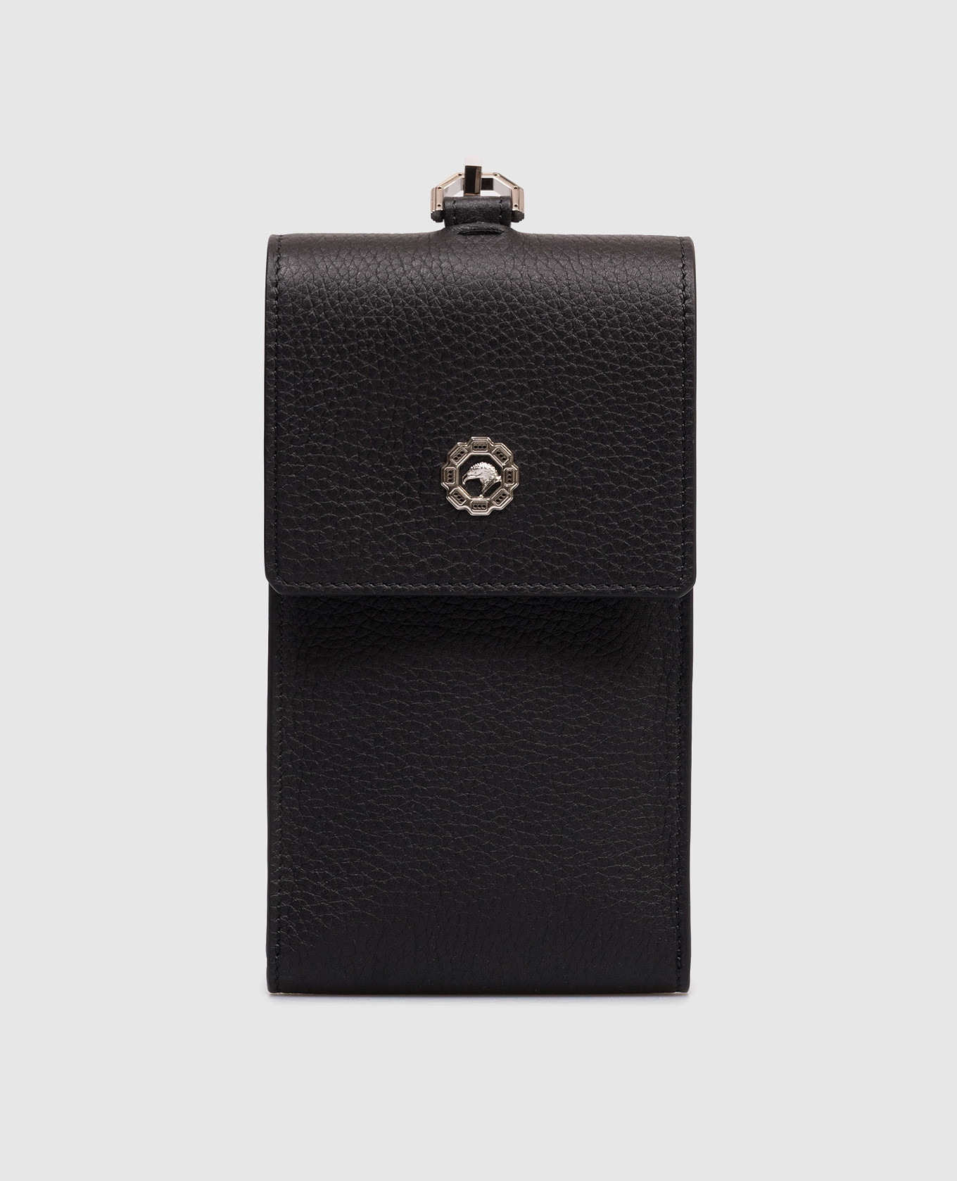 

Black leather phone case with logo Stefano Ricci