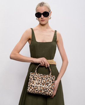 Twinset Beige leopard print tote bag 261TB7290