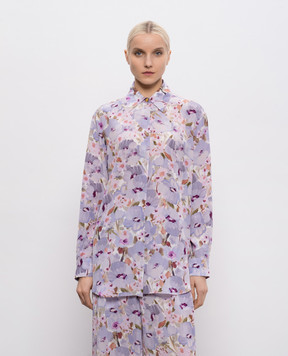 Balmain Purple silk blouse with floral print GF1HS435SF37