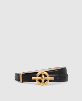 Balmain Black leather T-belt with logo GN1WJ217LSAX
