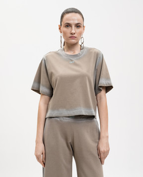 Off-White Brown Spray cropped T-shirt with logo print 2AA090S26JER004