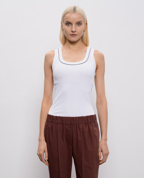 Brunello Cucinelli White ribbed top MG902BW710