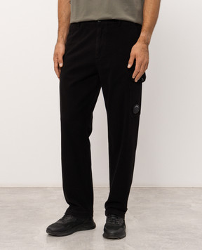 C.P. Company Black pants with logo patch MPA253A110482G