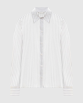 Peserico White striped shirt with monil chain S0606008334