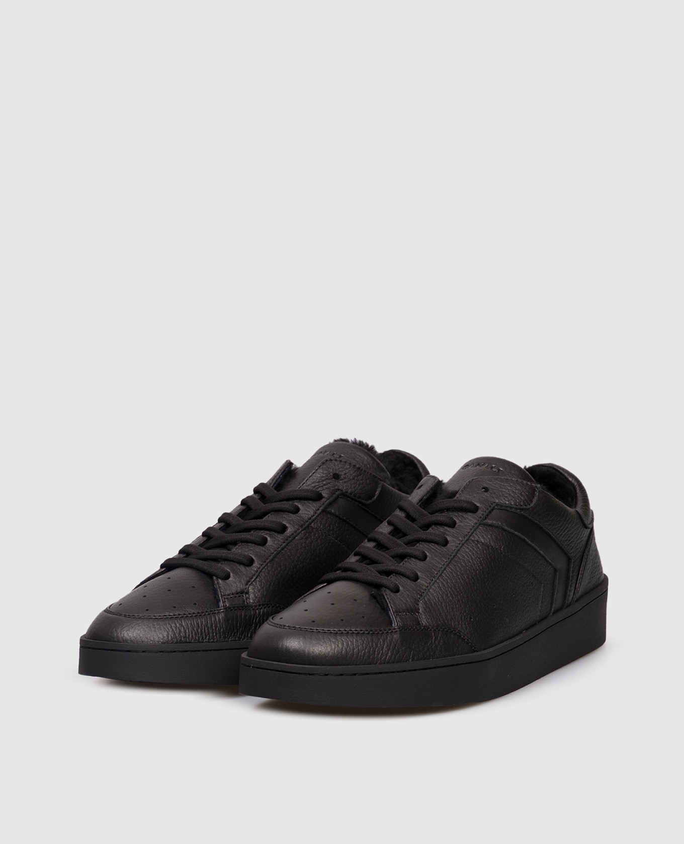 

Black leather sneakers with fur trim Canali