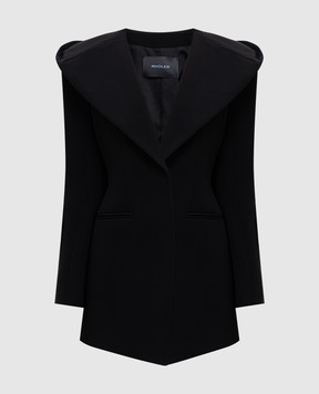 Thierry Mugler Black hooded wool jacket 25F1VE0465196