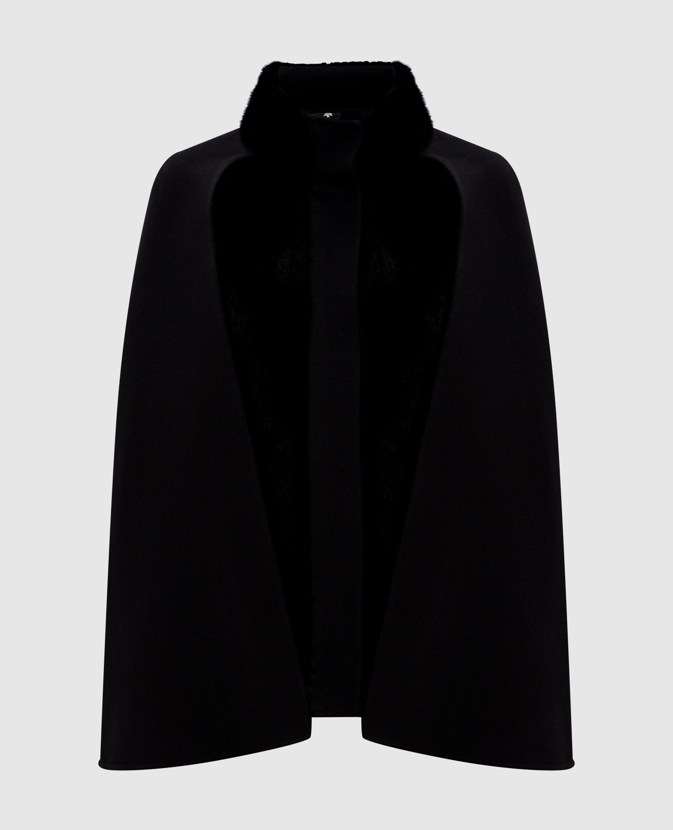 

Black cropped cashmere and wool coat with fur trim Babe Pay Pls