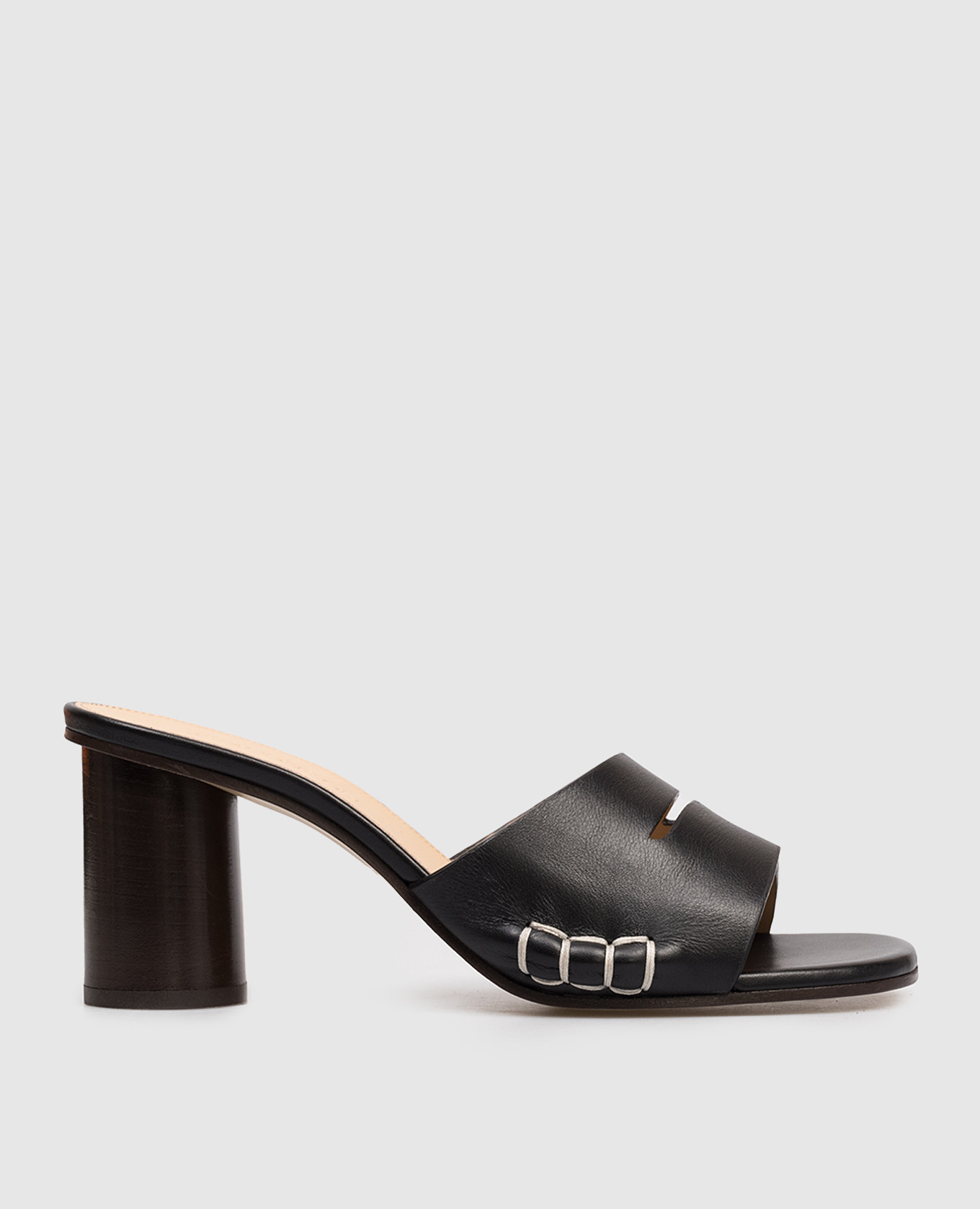 Black leather mules