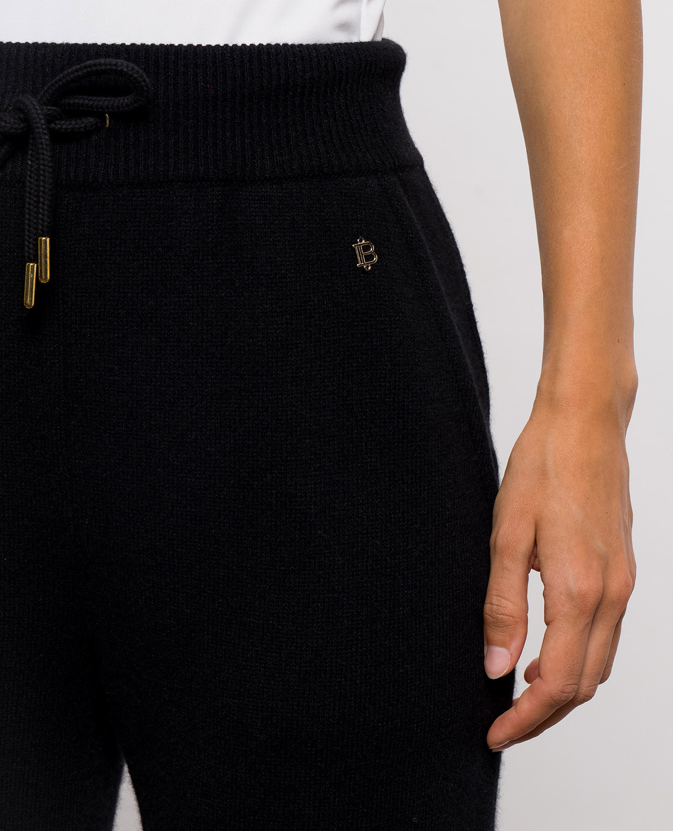 Black cashmere and merino wool joggers Balmain 5