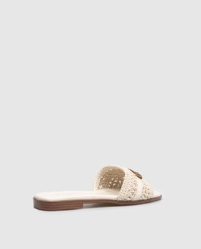 Twinset Beige flip-flops with logo engraving 261TGT044