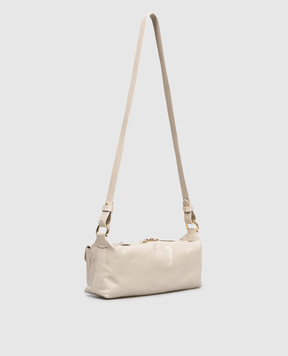 Christian Villa Beige leather cross-body bag with logo print 06499
