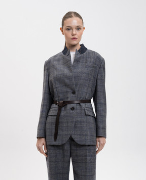 Brunello Cucinelli Gray checked wool jacket MG5227391