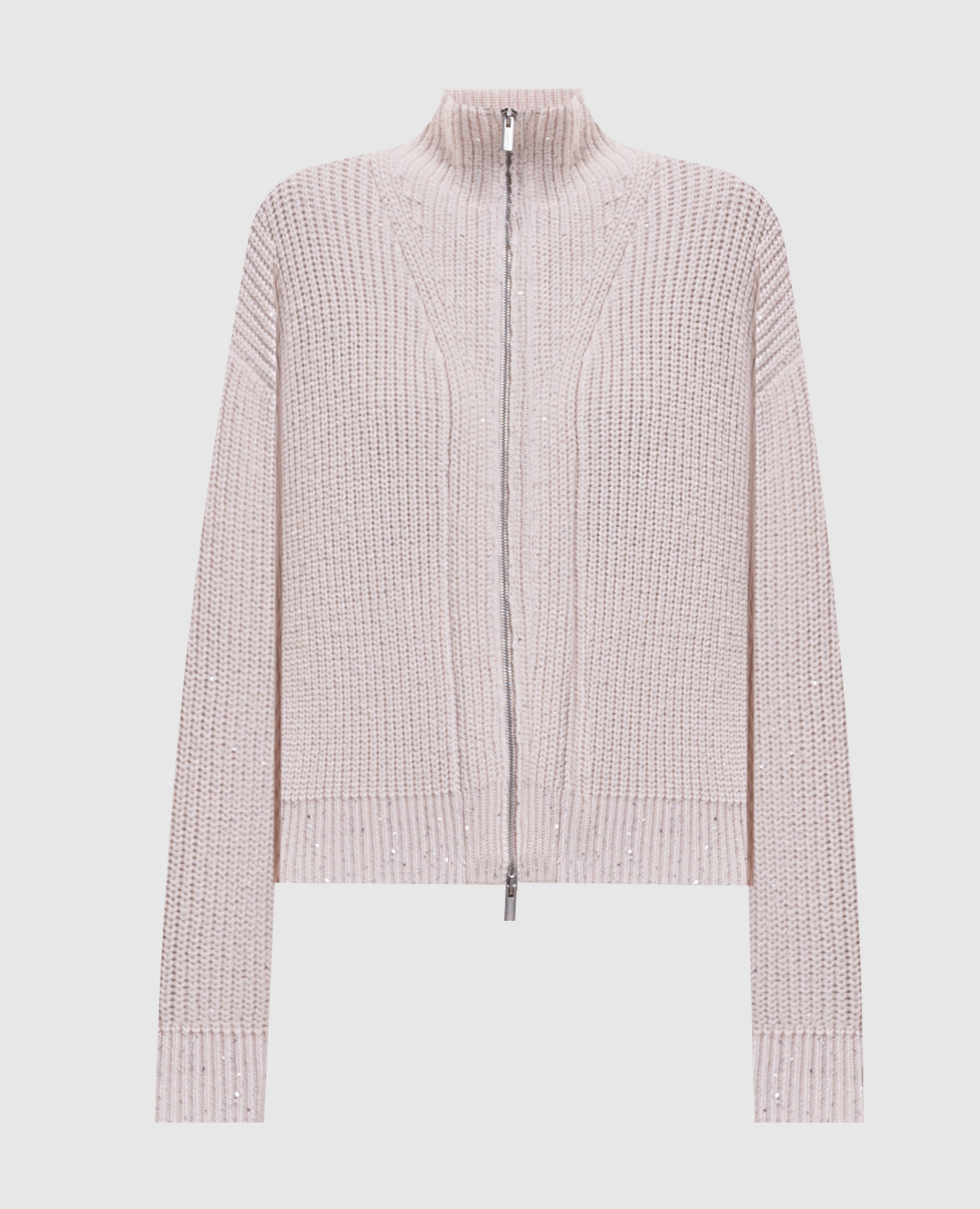 Beige wool cardigan with sequins