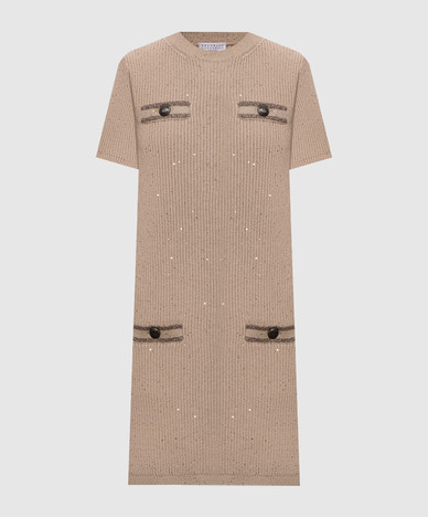 Beiges Kleid mit Pailletten