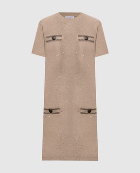 Brunello Cucinelli Beige dress with sequins MDV745A90