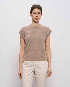 Peserico Brown top with linen S99138F0709056