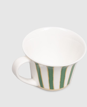 Geminiano Cozzi 1765 White porcelain tea cup Striche Verdi e Oro TTCMI079036