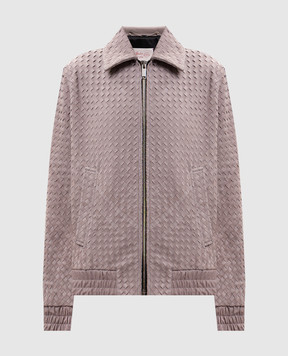 Babe Pay Pls Gray suede jacket with braiding 2402BOTBOTTEGA