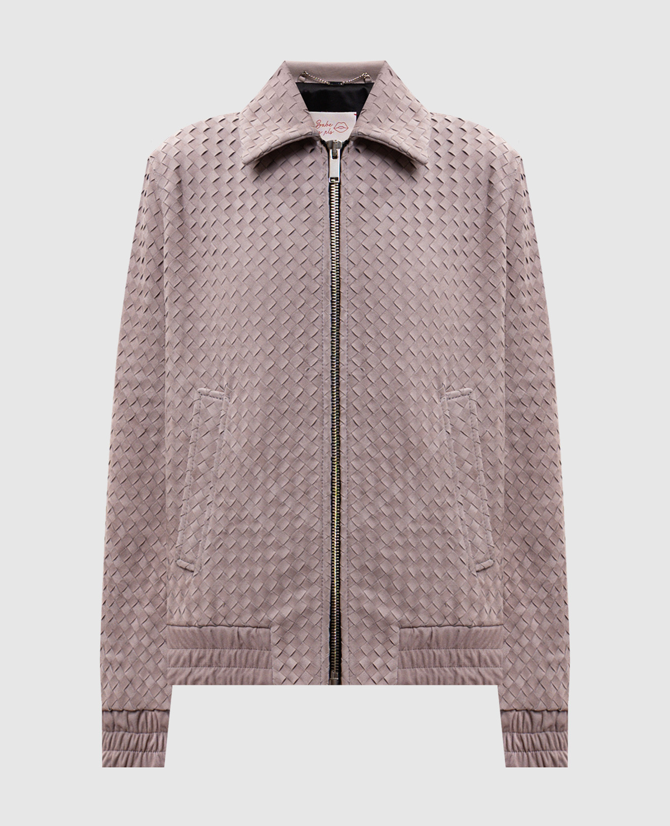 Gray suede jacket with braiding