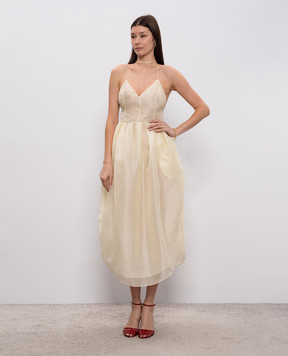 Khaite Colette yellow silk midi dress 5584382