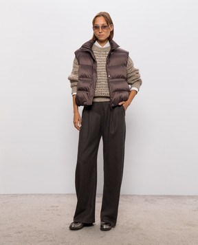 Brunello Cucinelli Beige openwork sweater with wool and cashmere MGO378800