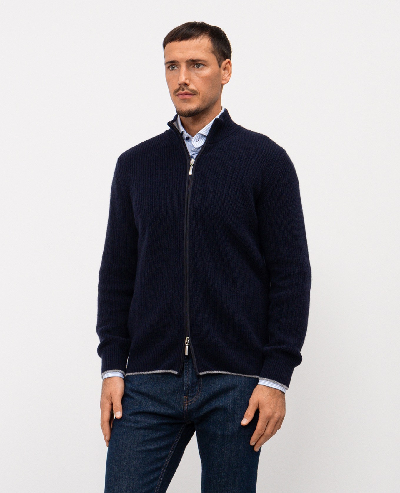 

Blue wool and cashmere cardigan Pini Parma