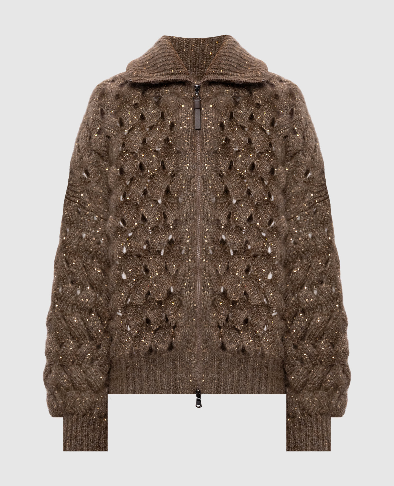 Brown cardigan with wool
