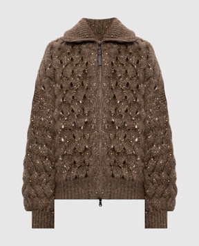 Brunello Cucinelli Brown cardigan with wool MNT347516