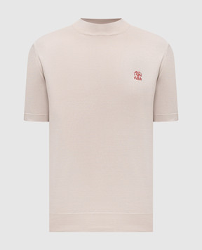 Brunello Cucinelli Beige T-shirt with emblem M29800104