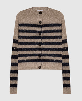 Brunello Cucinelli Beige wool and cashmere cardigan MGY563706P