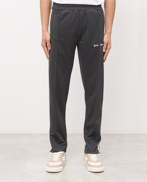 Palm Angels Grey sweatpants with logo embroidery PMCJ020S26FAB001