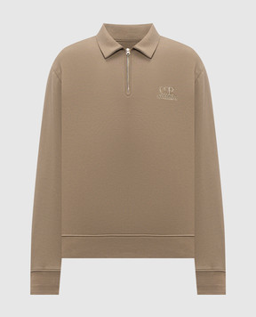 C.P. Company Khaki polo sweatshirt with logo embroidery MSS026A005086W
