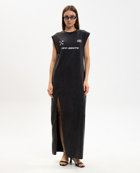Off-White Gray dress with logo print 2DH00BS26JER001