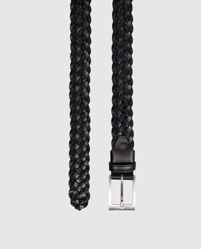 Cashmere&Whiskey Blue leather braided belt BRAID